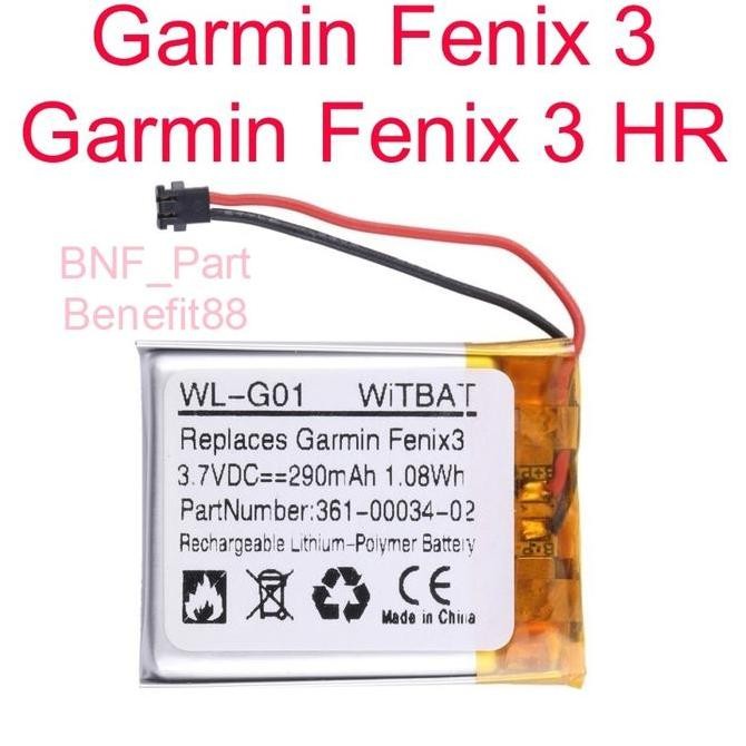 Baterai Garmin Fenix 3 / Garmin Fenix 3 HR / 361-00034-02 / 290mAh
