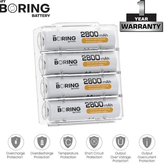 my boring battery aa 2800 mah 4 pack baterai aa rechargeable ori -