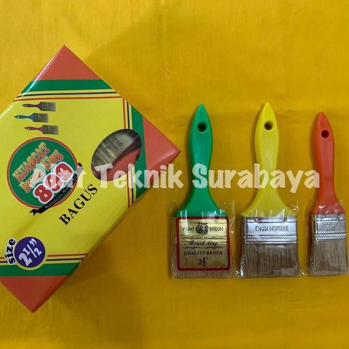 

Isi 12 Pcs Kuas Cat / Paint Brush King Gagang Plastik Original