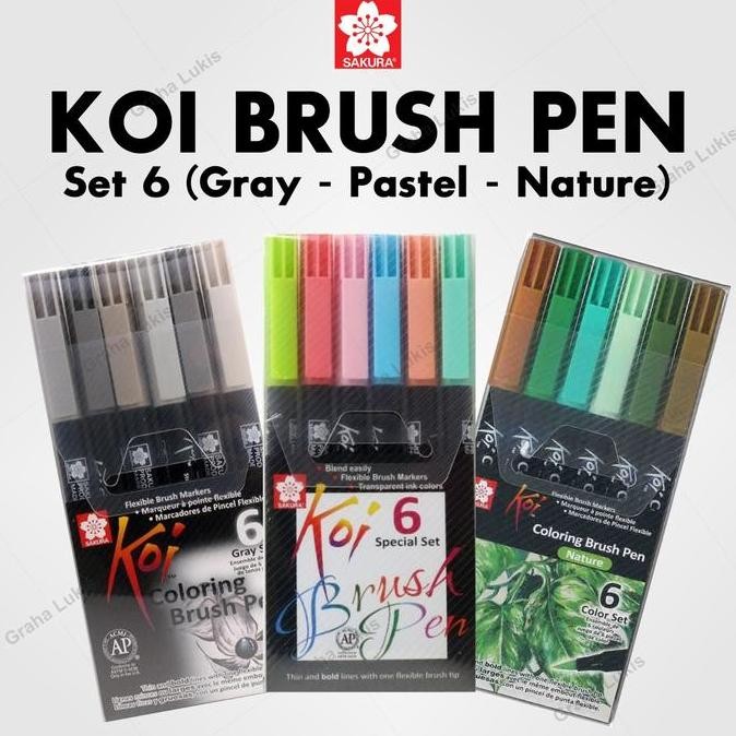 

Sakura Koi Coloring Brush Pen - 6 Gray Set Original