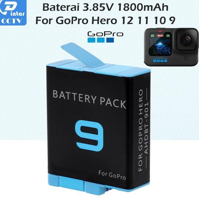 baterai for gopro hero 9 10 11 12 black 1800mah gopro12 rechargeable battery action kamera ori -