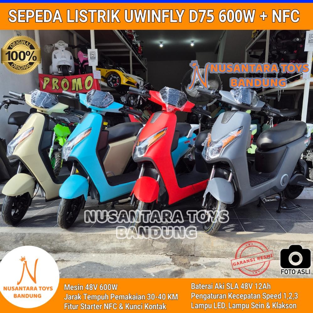 Sepeda Listrik Uwinfly D75 ORIGINAL 600W Fitur NFC Bergaransi Resmi Uwinfly U Winfly Ada Alarm AST