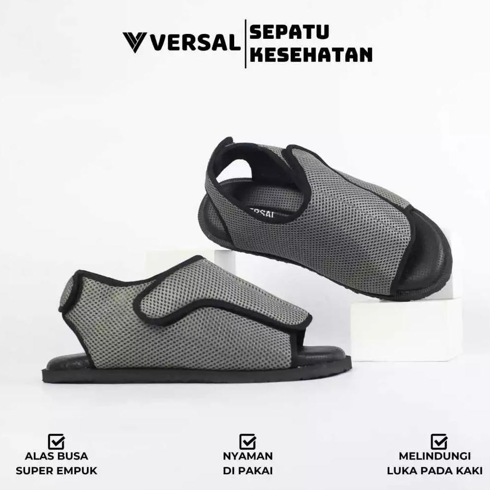 Terlaris Versal - Sandal Sepatu Kesehatan Diabetes Untuk Pria Dan Wanita Sandal Lansia Silang Velcro