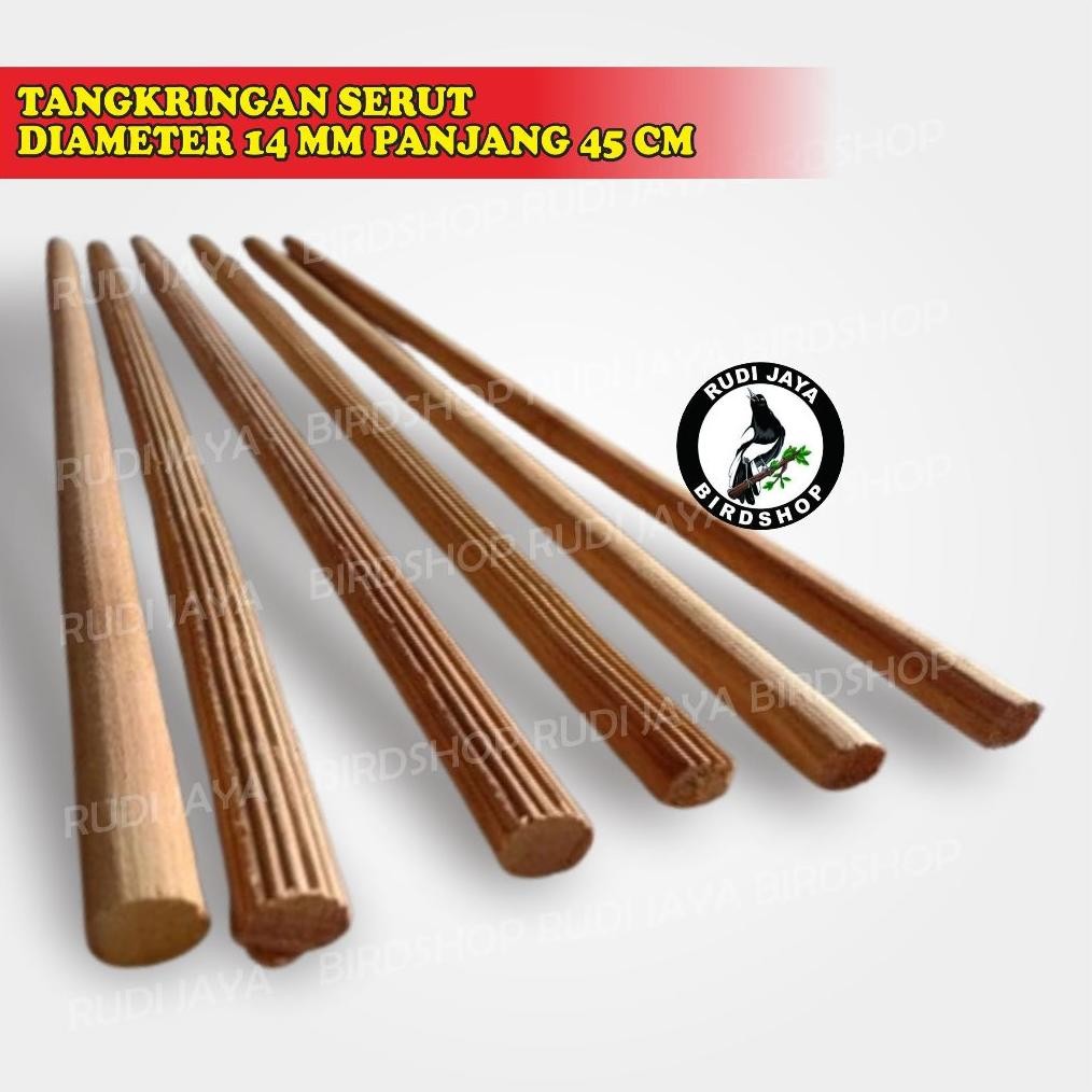 Dvc-78 Fb-4 Tangkringan Serut Kayu Jati Diameter 14 Mm 1 Pcs 1 Biji Untuk Tangkringan Sangkar Burung