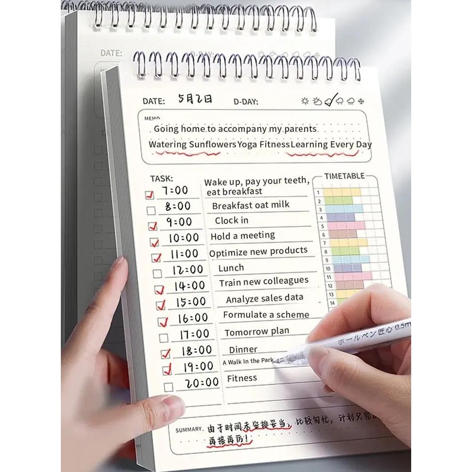 

1Pc Planner Agenda Spiral A5 Notebook Schedules Daily Plan To Do List Notepad 160 Pages Thick Office School Supplies Stationery