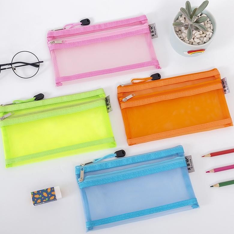 

Yl-24 Tas Pensil A6 Transparan Jaring Dua Lapisan, Tas Alat Tulis Siswa, Tas Kosmetik, Tas Penyimpanan