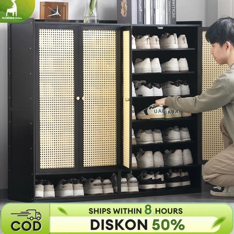Lemari Sepatu Box Sepatu Lemari Sepatu Kayu Rak Sepatu Susun Tertutup Gaya Minimalis Kotak