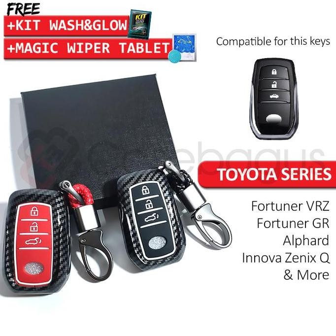 Promo Toyota Fortuner VRZ Alphard - 2in1 Carbon Case Kunci Mobil Key Cover COD