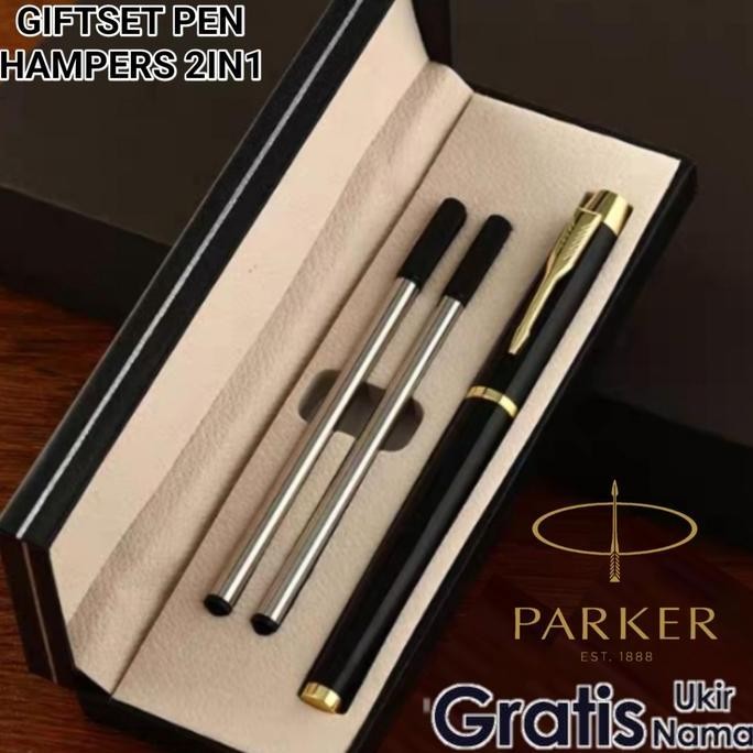 

Luxury Giftset Pen Hampers 2in1 Gold Clip Parker Logo Roller Ball Gratis Grafir Nama Stationery