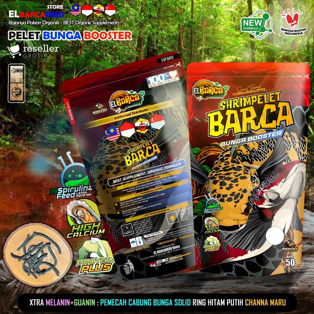 TERLARIS Pelet Bunga SHRIMPELET BARCA Pemecah Cabung Bunga Solid Pakan Channa Maru YS RED X+ Melanin