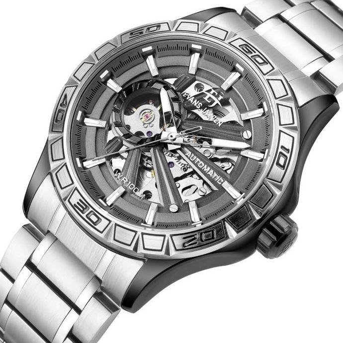 Sale Evans Jayden Jam Tangan Pria 9565 Rantai Automatic Movement Stainless Steel Kaca Sapphire Chron
