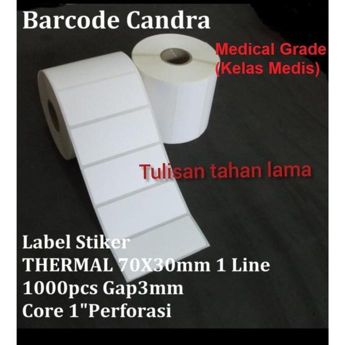 

new thermal 70x30mm 1 line 1000pcs gap3mm core 1" perforasi,label stiker