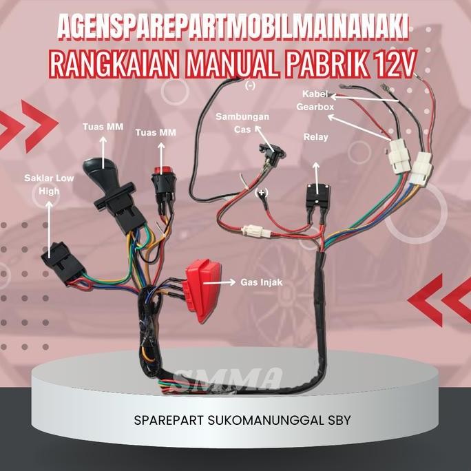 Set Rangkaian Kabel Tanpa Receiver Dan Remot Mobil Mainan Aki
