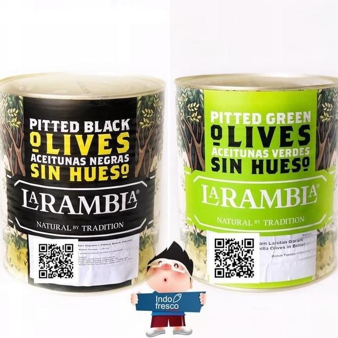 

LA RAMBLA ZAITUN OLIVE NON BIJI- PITTED OLIVES IN BRINE 3KG TERMURAH
