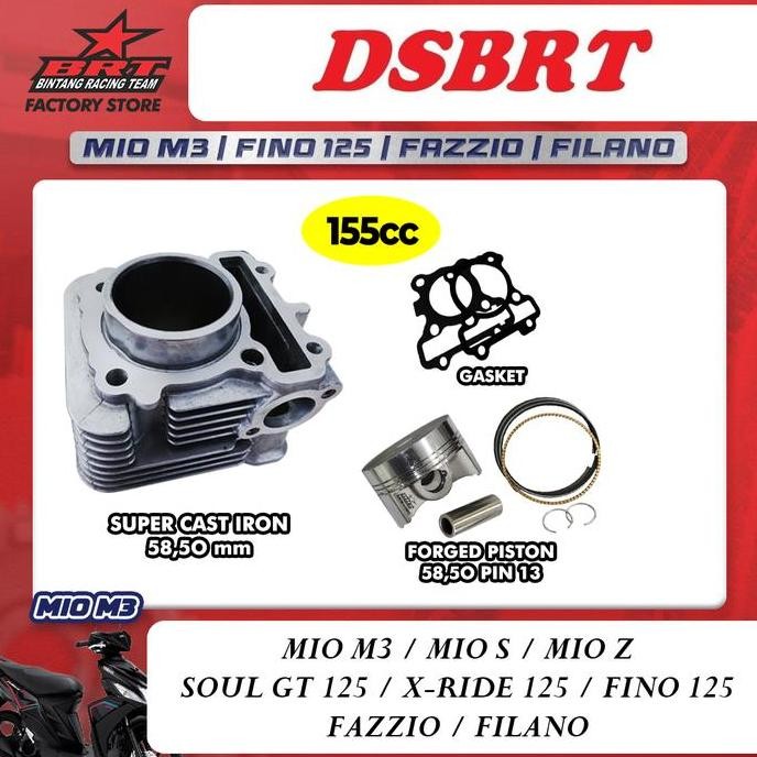 siap kirim blok ceramic brt mio m3 xride fino soul gt 125 bore up 155cc 58.50