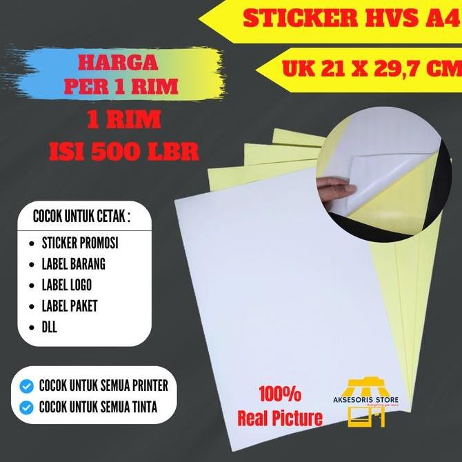 

new stiker label hvs a4 isi 500 lembar / sticker ukuran a4