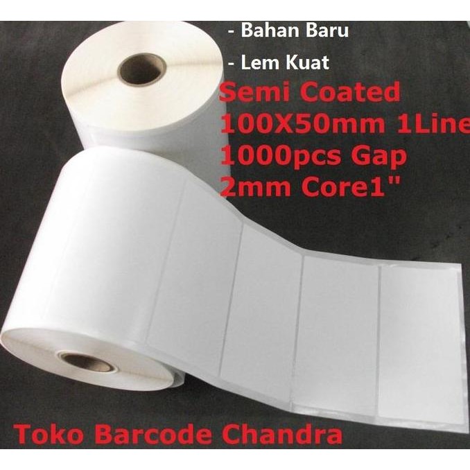 

new 100x50mm 1line 1000pcs gap 2mm core1" semi coated,label stiker bare