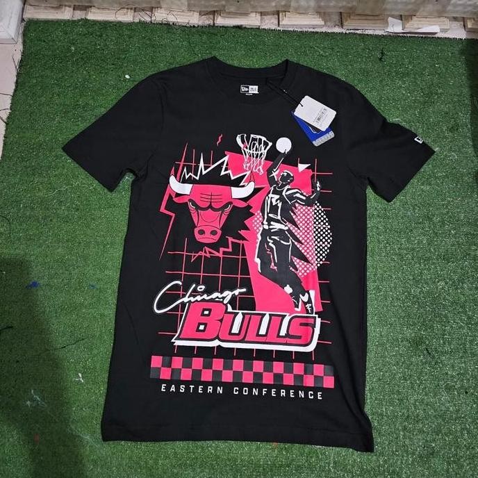 Murah New EraOriginalChicago Bulls Tshirt Black Red Bnwt