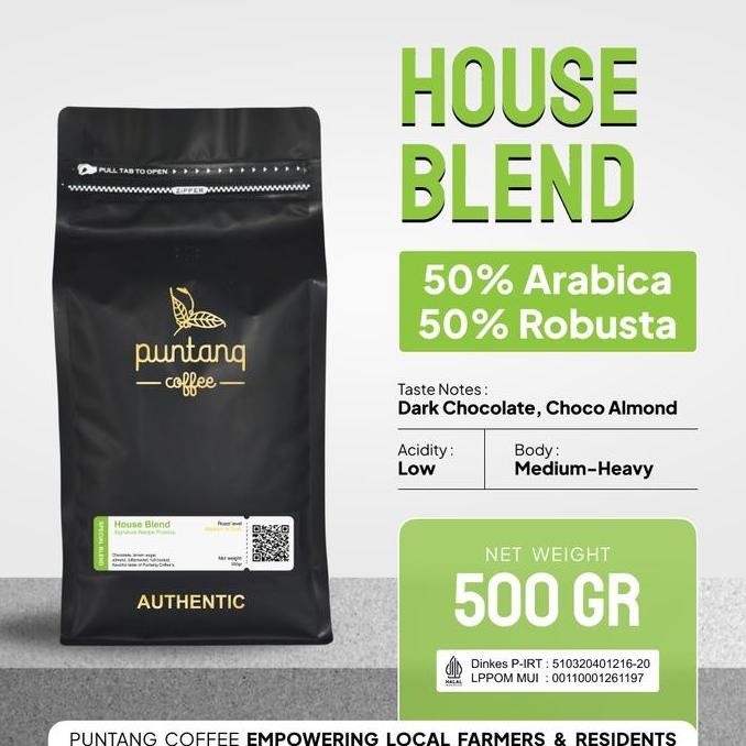 

KOPI ARABIKA ROBUSTA HOUSE BLEND PUNTANG COFFEE (BUBUK/BIJI) 500GR TERMURAH