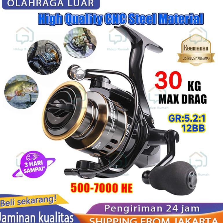 TERLARIS (Jakarta+In Stock)reel pancing Metal HE500mini - 7000 10kg drag reel pancing murah kuat cuc