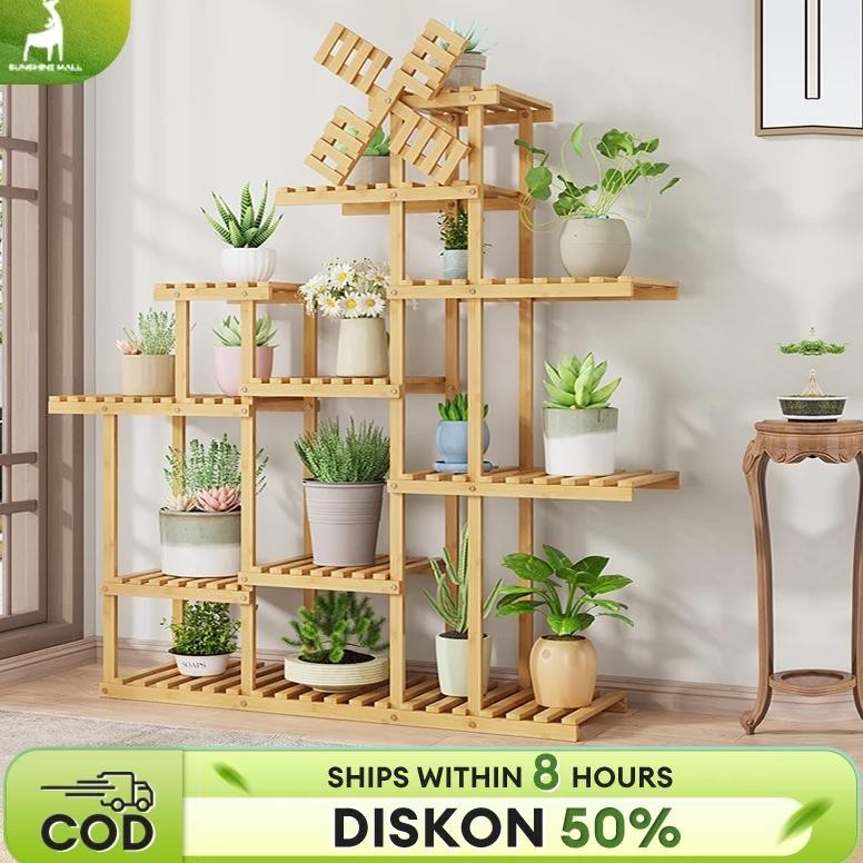 Rak Tanaman Rak Susun Kayu Rak Kaktus Rak Bunga Lobak Hijau Balkon Ruang Tamu Kincir Angin Kecil