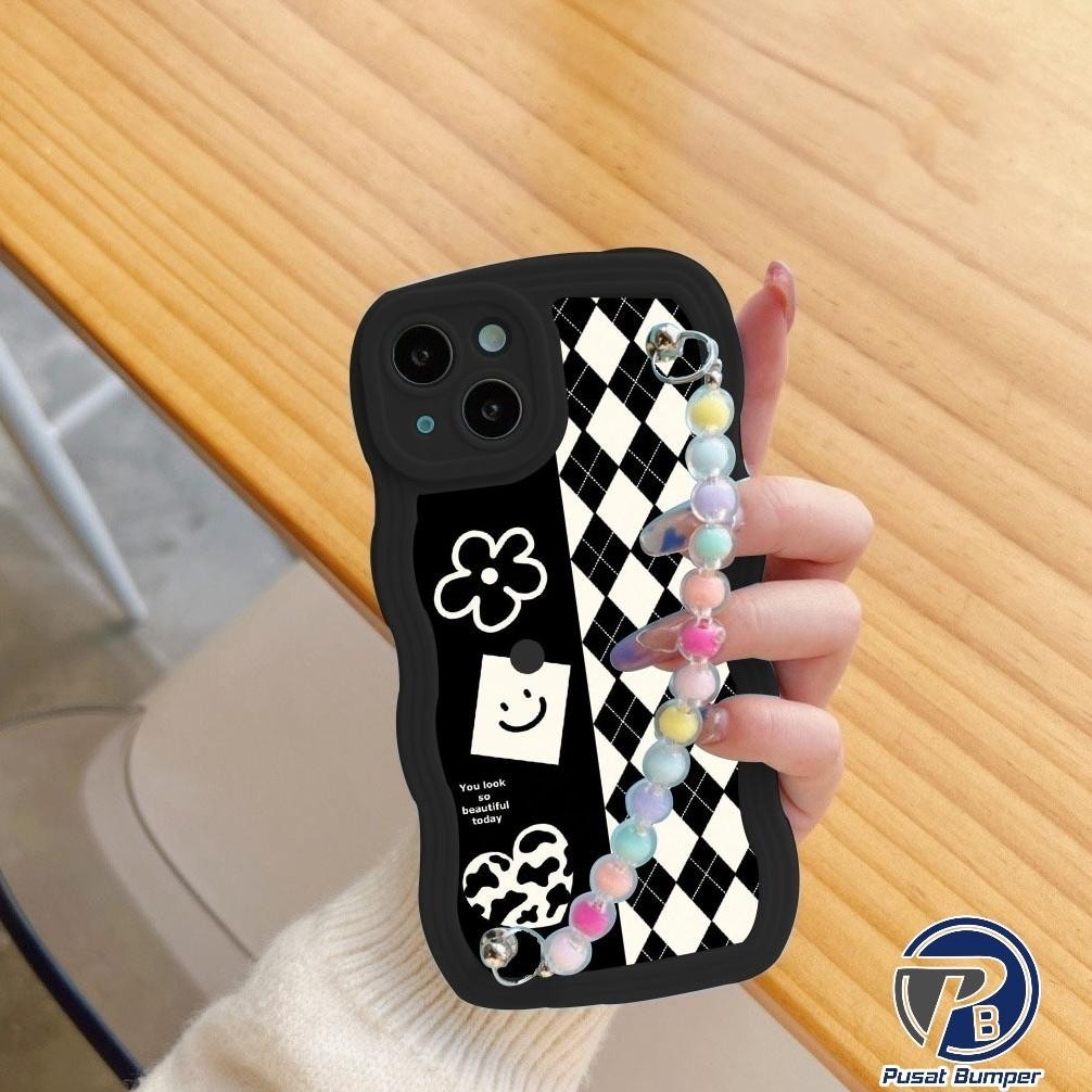 vb-8 Ukd-23 Gc20 Softcase Diamond Grid Pita Manik Manik Handgrip For Oppo A3S A1K A5S A7 A11K A12 A1