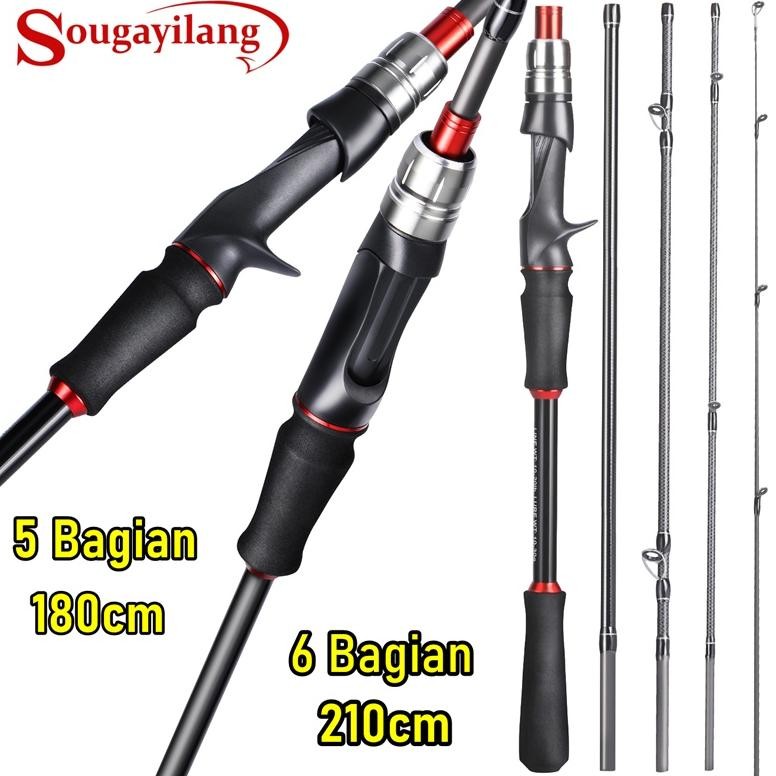 TERMURAH Sougayilang 10-20LB Joran Pancing 5/6 Bagian 180cm 210cm Spinning Casting Joran BC Siap kir