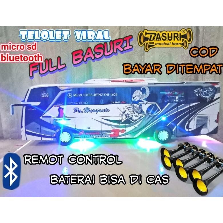 Terlaris Mainan Miniatur Bus Telolet Basuri Full Lampu 001 - Po Haryanto  Paradise Reborn - Miniatur