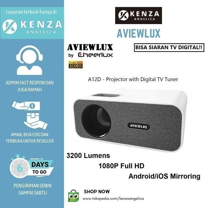 Aviewlux A12 Wifi Digital Tv Tuner - Proyektor 3200 Lumens Tv Digital Terlaris Best Quality Asli 100
