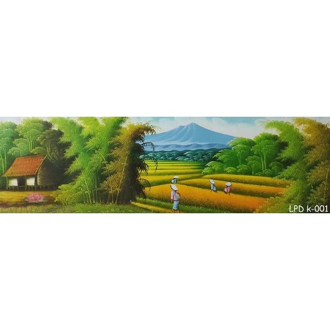 Promo Lukisan Pemandangan Alam Kampung Desa Sawah Padi LPD k-001 COD