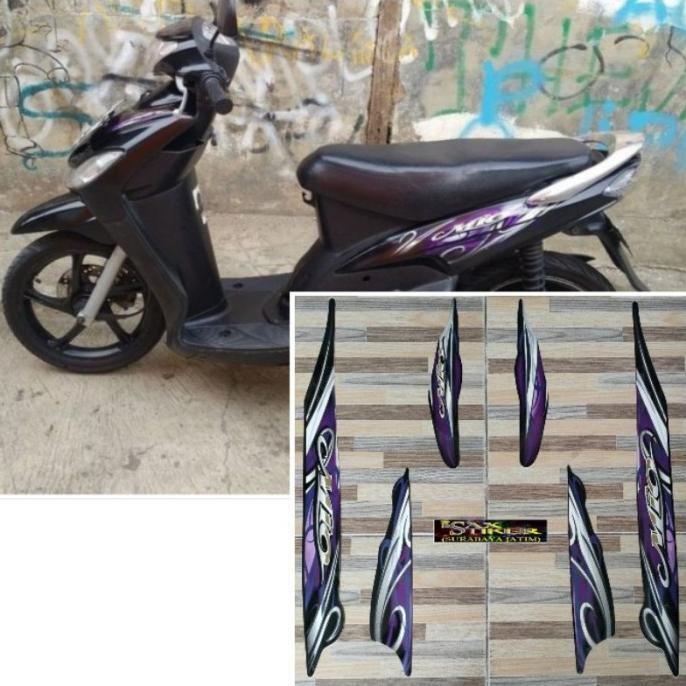 Promo striping original Yamaha Mio sporty smile hitam ungu tahun 2010 COD