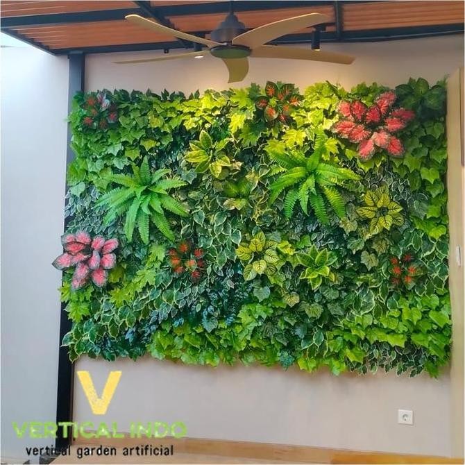 Vertical Garden Sintetis-Dekorasi Dinding Artificial-Bunga Plastik Co