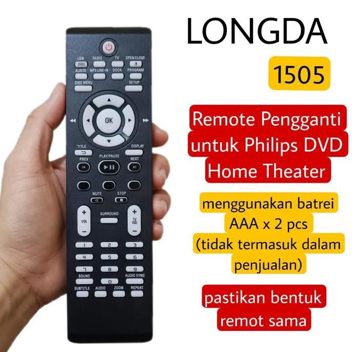 LONGDA 1505 Remote Pengganti untuk Philips DVD Home Theater