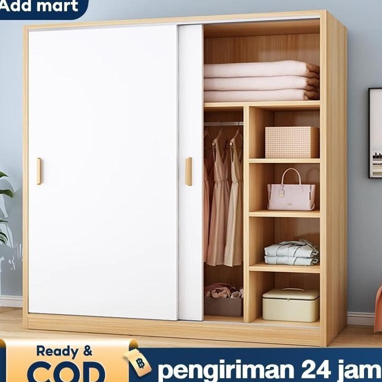 Lemari Pakaian Kayu Lemari Baju Lemari Pakaian 2 Pintu Geser
