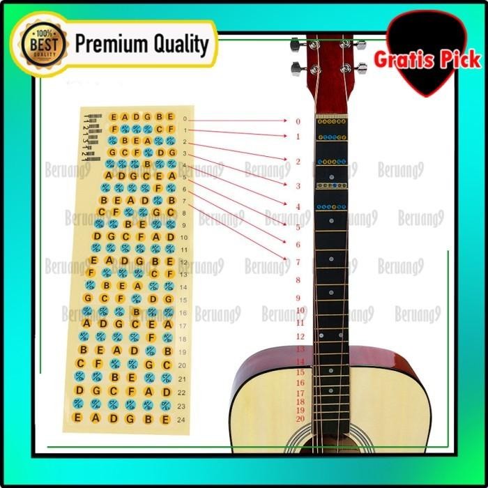 Sticker Not Gitar Stiker Fret Gitar Untuk Pemula Belajar Gitar / Guitar Fretboard Note Sticker