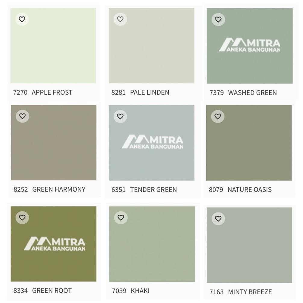 ready cat tembok jotun interior easy wipe 3,5 liter / 5 kg / warna sage green / olive / hijau muda /