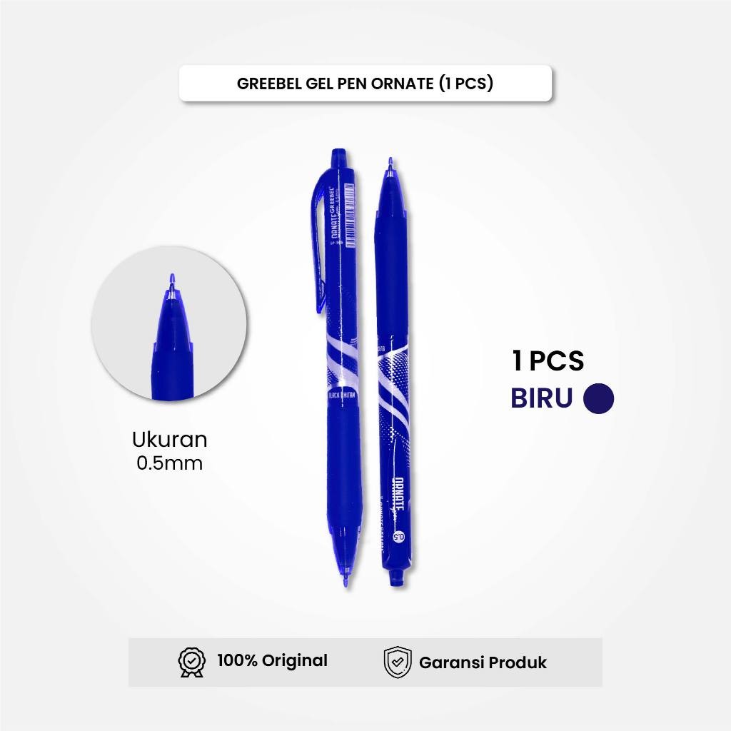 

GREEBEL Gel Pen Pulpen Pena Ornate GP-505 0.5 Biru (1PCS) / Pulpen Gel Murah Grosir