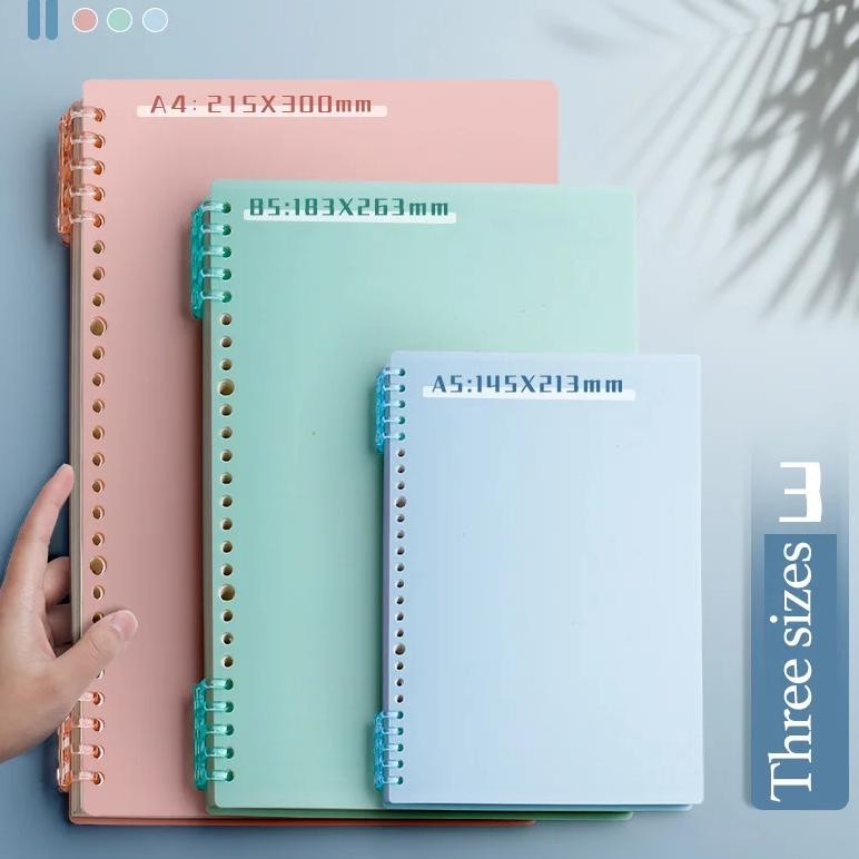 

4Pcs Loose-Leaf Book Pp Covercolorful Binder Spiral Ring Transparent Plastic Cute Stationery Office School Supplies