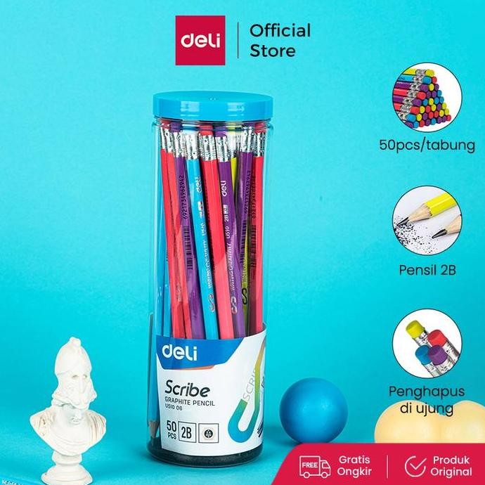 

Termurah Deli Pensil / Pencil - 2B 50pcs/tabung - Sudah diasah EU51006