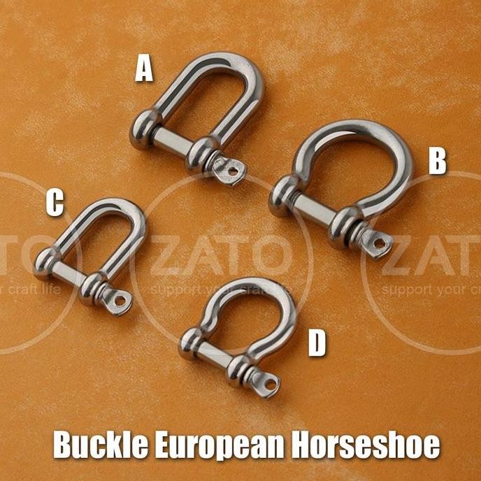 

baru silver buckle european horseshoe - shackle brass - leatehr tools