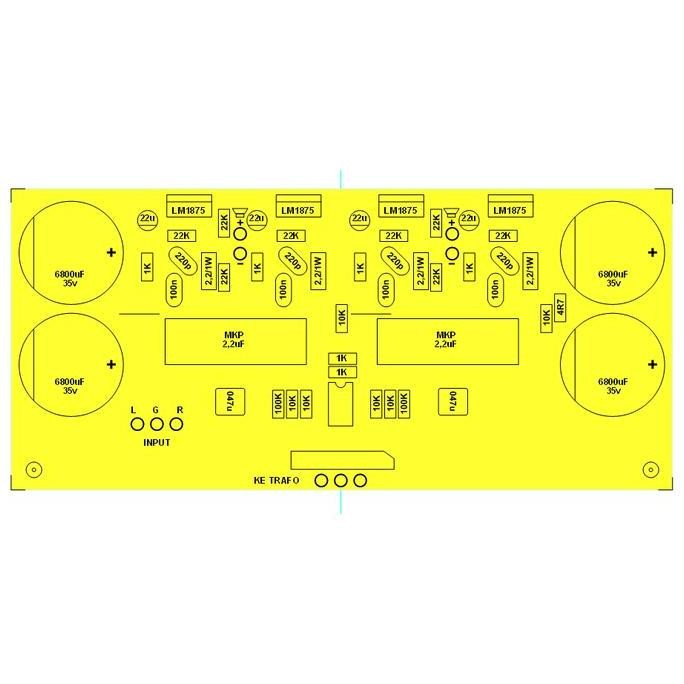 Pcb Stereo Gainclone Lm1875 Tda2050 Btl Dengan Psu Pre-Amp Buffer Dual Op-Amp Dan Volume 2X 50 Watt 