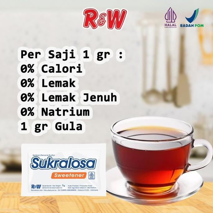 

HIW Sukralosa Gula Rendah Kalori Sweetener Rajawali R&W RW 100 Sachet