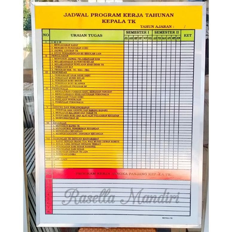 

SPIROS PROGRAM KERJA TAHUNAN KEPALA TK 60X80 - PAPAN DATA SEKOLAH TK RA PAUD - PAPAN AKREDITASI