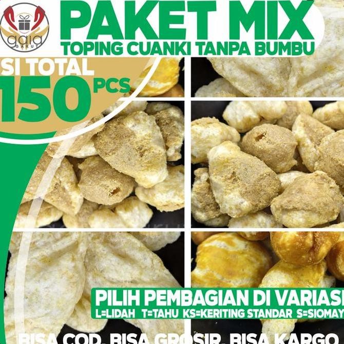 

HIW Toping Seblak Baso Aci PAKET MIX 150pcs Cuanki Lidah, Siomay dan Baso