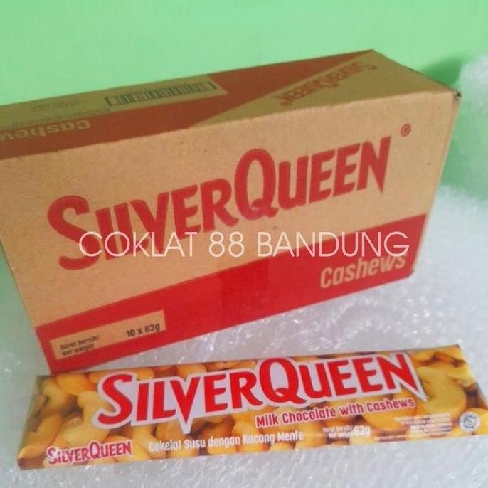 

HIW COKLAT SILVERQUEEN 55 GRAM 1 BOX 10 PCS ex 58 gr, Cokelat SILVERQUEEN Cashew Mete Snack Camilan Food Chocolate