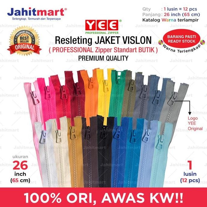 

RESLETING JAKET GIGI KASAR MERK "YEE" / VISLON 26 INCI (65CM) "LUSIN