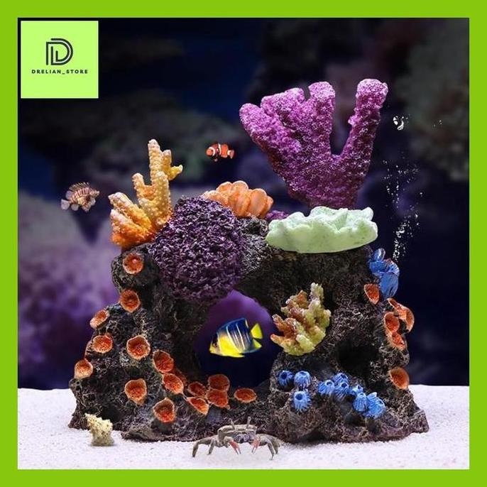 Terlaris Drelian_** Artificial Coral Reef Tank, Hiasan Aquarium Terumbu Karang Laut Buatan, Dekorasi