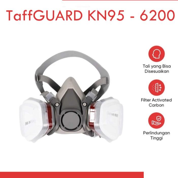 Terlaris Taffguard Kn95 Masker Gas Respirator Pabrik Cat Masker Pabrik Industrial Half Face 6200 Fil