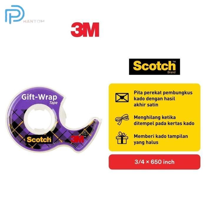 

BARU KTMSTORE SCOTCH 15 GIFT-WRAP TAPE WITH DISPENSER SOLATIP ISOLASI KADO