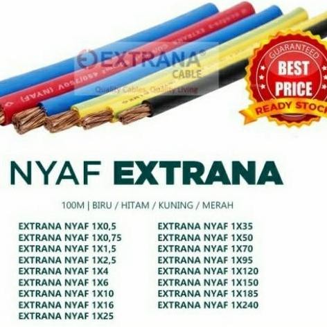 TERBARU - Nyaf 1 x 2,5 mm extrana 1 rol 100m kabel listrik isi satu serabut